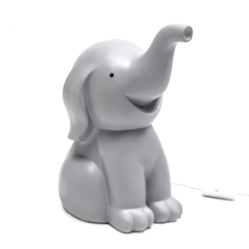 Velador elefante gris de poliserina con adap de USB a 220 23x12x14cm